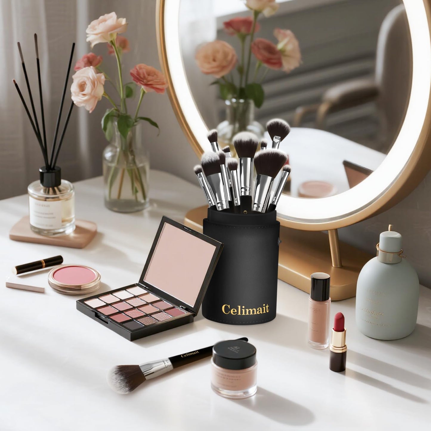 Makeup Brushes Set 12 Piece - Professional Synthetic Bristles with Case