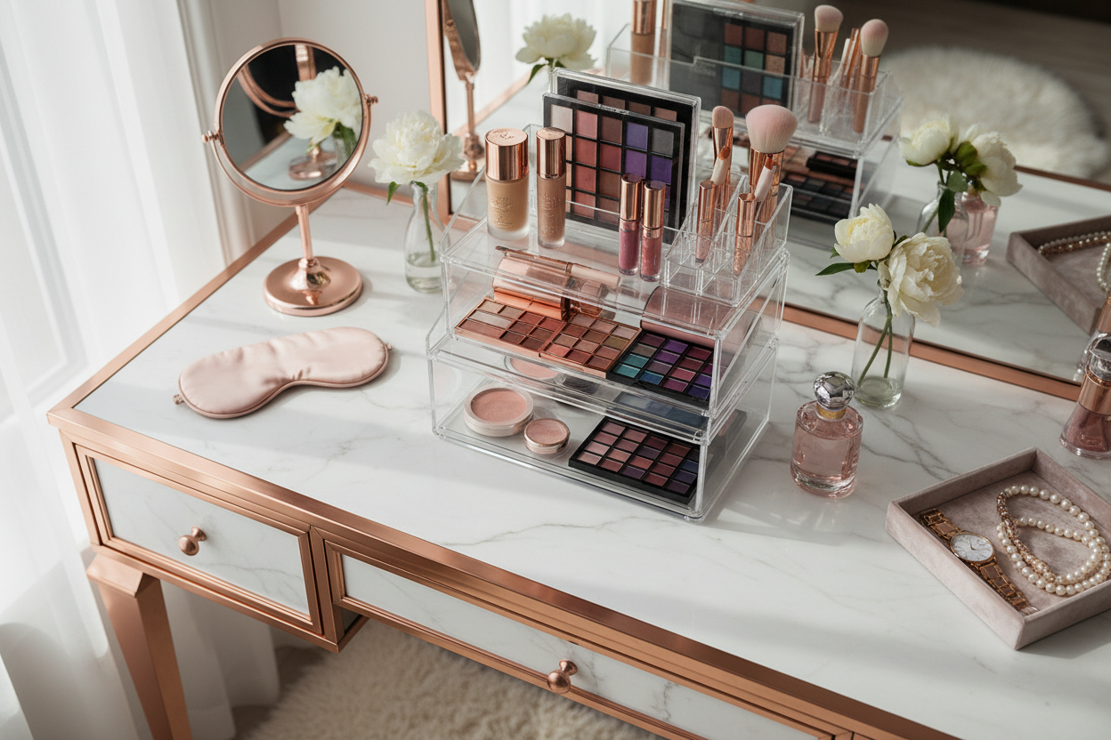 Vtopmart 3 Tier Clear Makeup Organizer with Drawer - Acrylic Storage