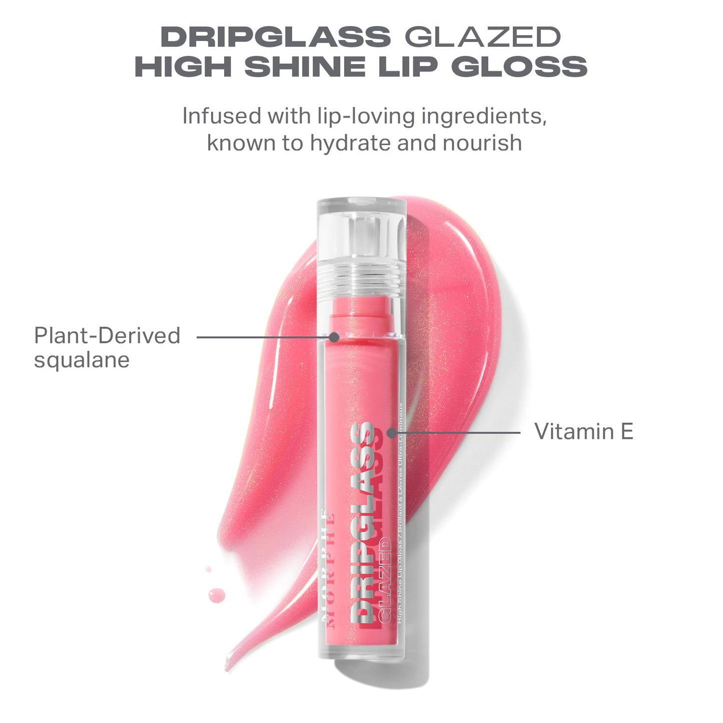 MORPHE Dripglass High Shine Lip Gloss - Semi-Sheer or Full Coverage Lip Color with Glass-Like Shine and Nonsticky Finish - Infused With Squalane & Vitamin E - Polished Peach (0.13 Fl Oz)