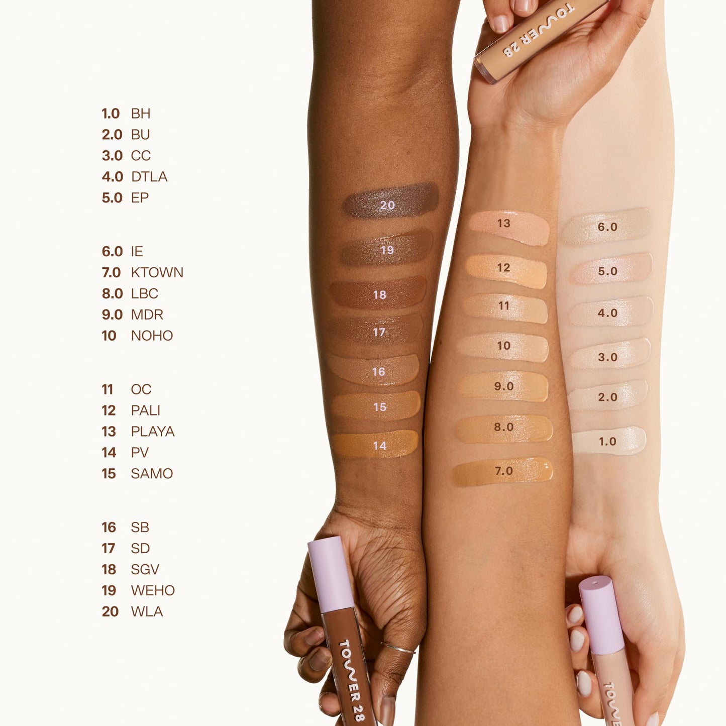 Tower 28 Beauty Swipe Serum Concealer - Hydrating Buildable Medium-Coverage Concealer with Skincare Benefits for Sensitive Skin - Shade 1.0 BH, Very Fair with Cool Undertones, 0.22 Fl Oz