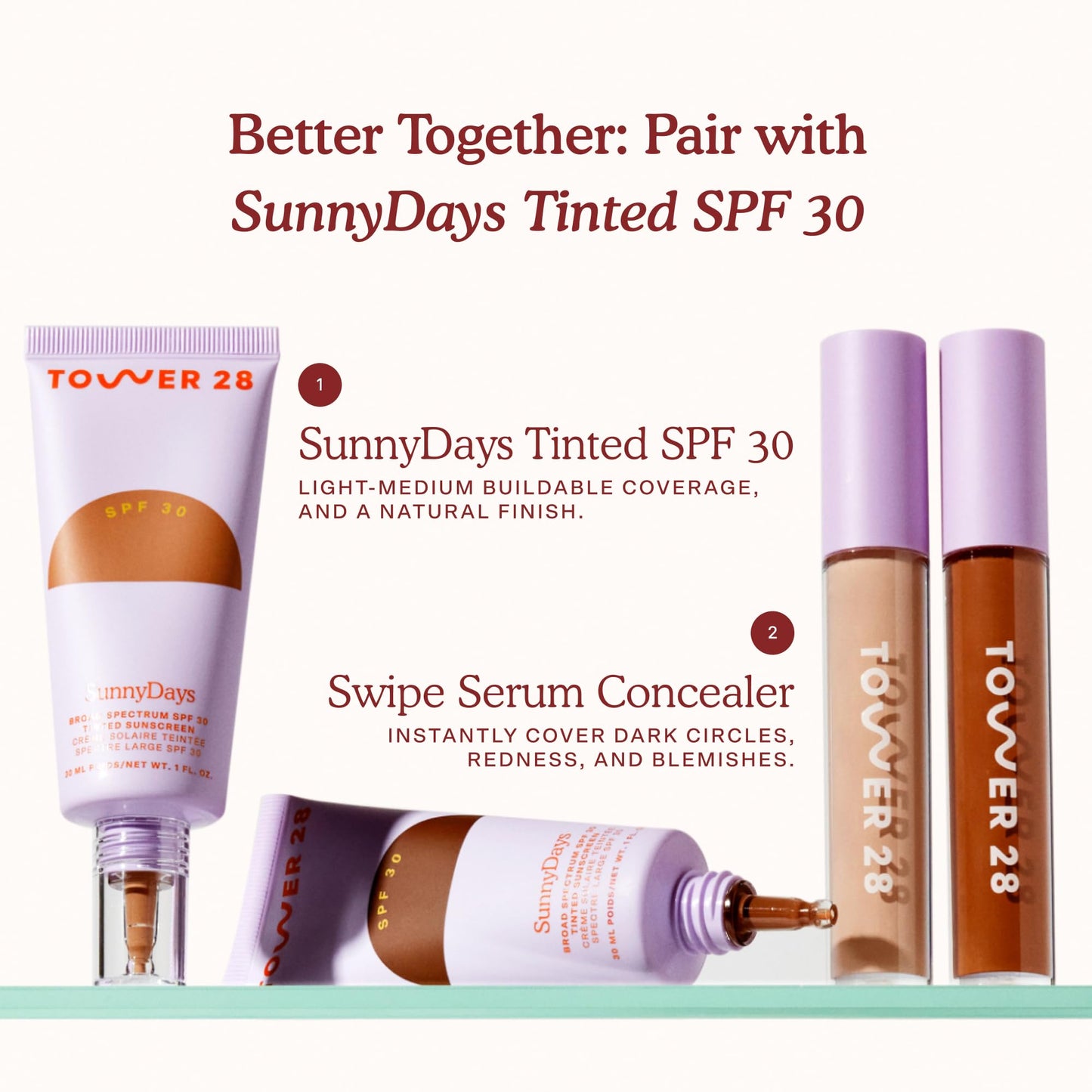 Tower 28 Beauty Swipe Serum Concealer - Hydrating Buildable Medium-Coverage Concealer with Skincare Benefits for Sensitive Skin - Shade 1.0 BH, Very Fair with Cool Undertones, 0.22 Fl Oz