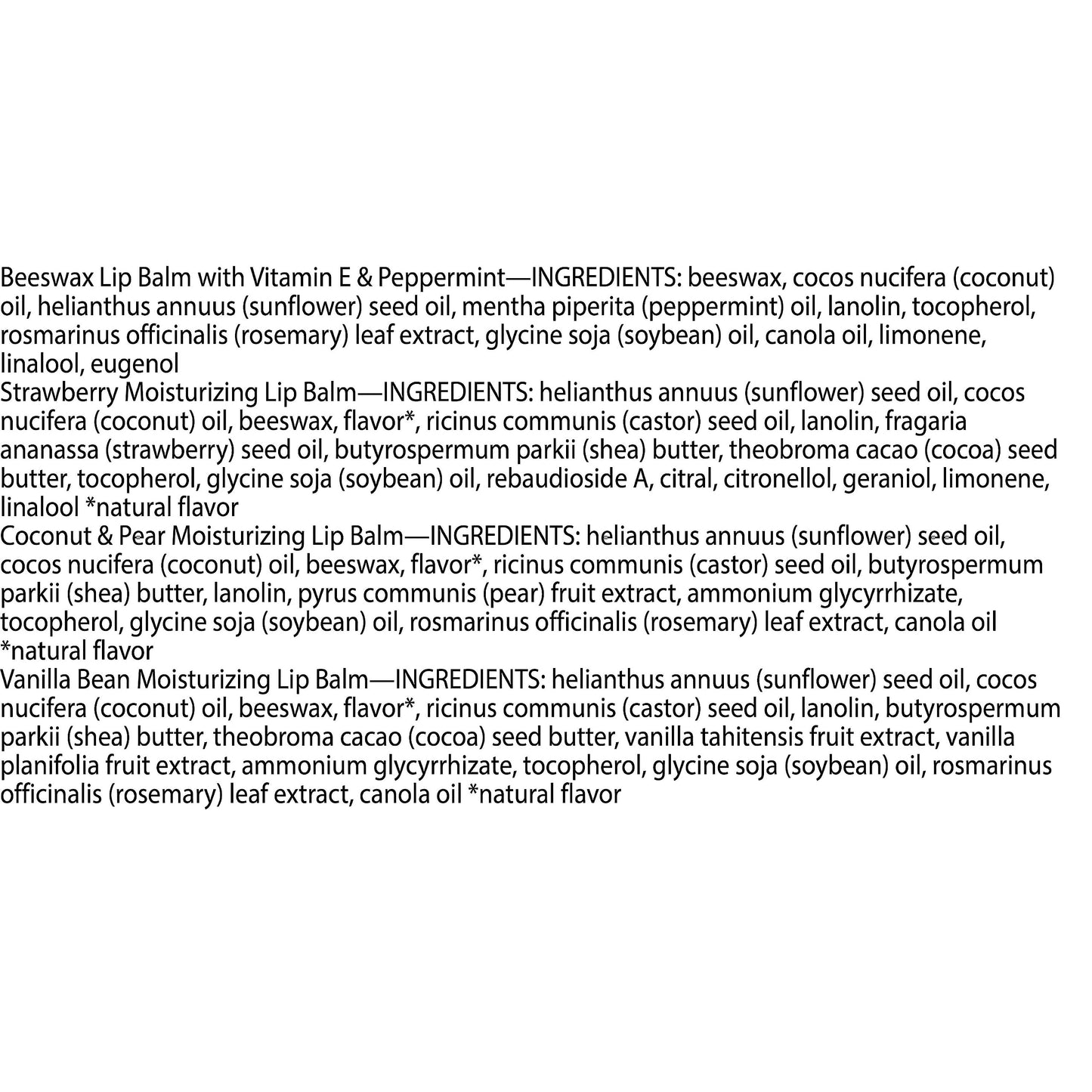 Burt's Bees Lip Balm - Pink Grapefruit, Mango, Coconut & Pear, and Pomegranate Pack, Lip Moisturizer With Beeswax, Tint-Free, Natural Origin Conditioning Treatment, 4 Tubes, 0.15 oz.