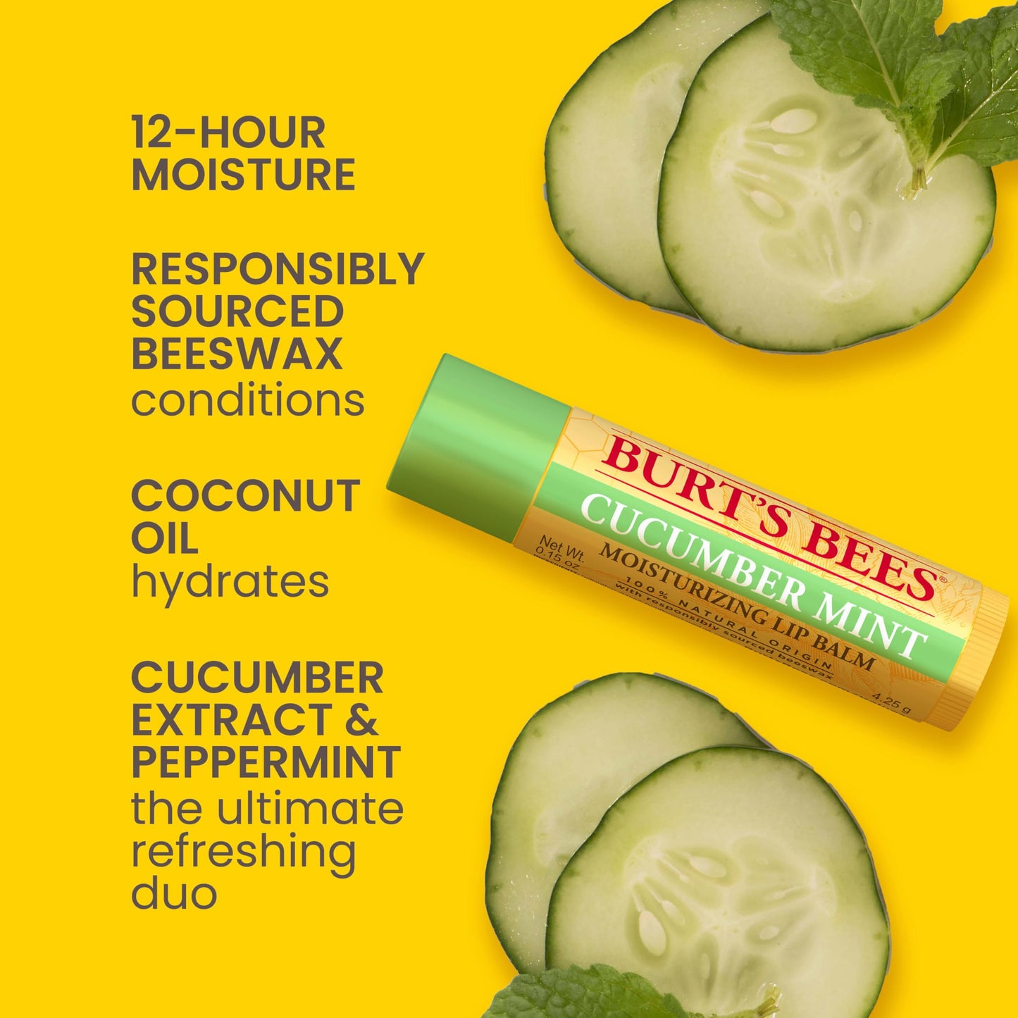 Burt's Bees Lip Balm - Pink Grapefruit, Mango, Coconut & Pear, and Pomegranate Pack, Lip Moisturizer With Beeswax, Tint-Free, Natural Origin Conditioning Treatment, 4 Tubes, 0.15 oz.