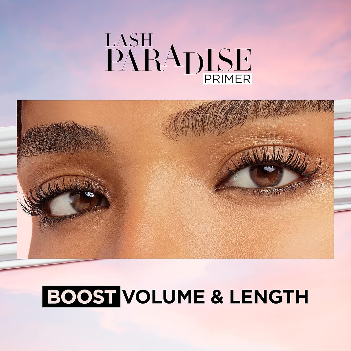 L'Oreal Paris Voluminous Lash Paradise Mascara Primer Base 0.27 Fluid Ounce & Waterproof Mascara Blackest Black 0.25 Fluid Ounce Bundle