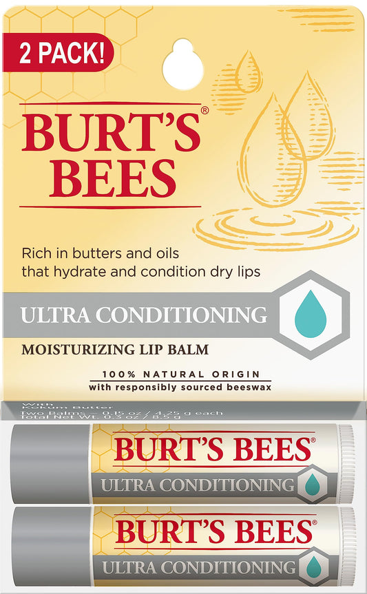 Burt's Bees Lip Balm - Pink Grapefruit, Mango, Coconut & Pear, and Pomegranate Pack, Lip Moisturizer With Beeswax, Tint-Free, Natural Origin Conditioning Treatment, 4 Tubes, 0.15 oz.