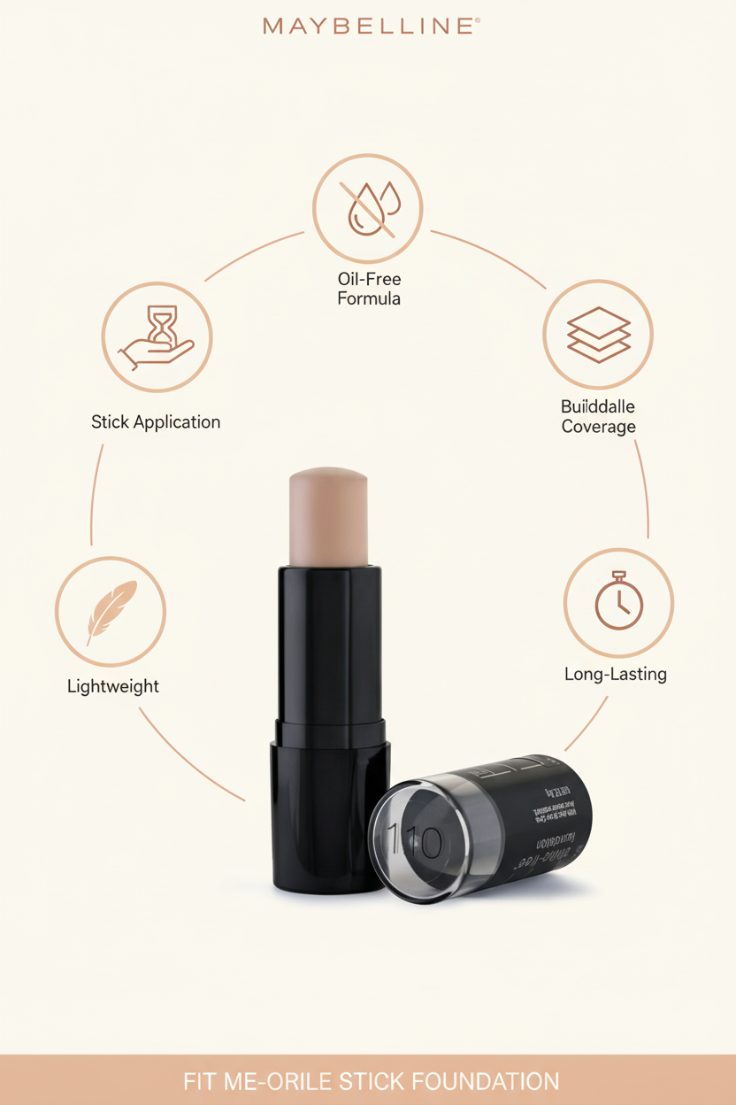Maybelline Fit Me Oil-Free Stick Foundation - 110 Porcelain