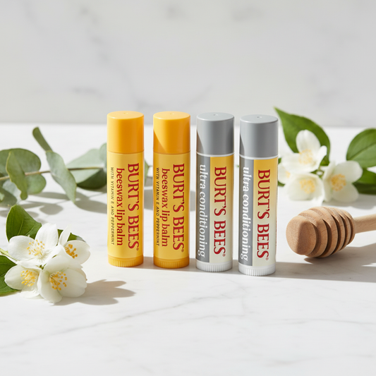 Burt's Bees Lip Balm Pack - 4 Tubes Natural Lip Care