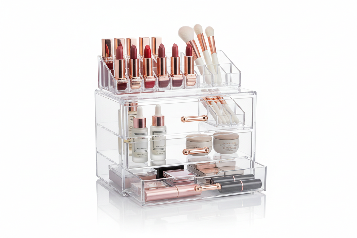 Vtopmart 3 Tier Clear Makeup Organizer with Drawer - Acrylic Storage