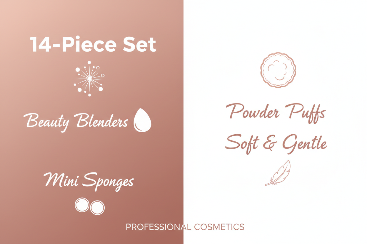 14PCS Makeup Sponge Set - Beauty Blenders with Mini Sponges & Powder Puffs
