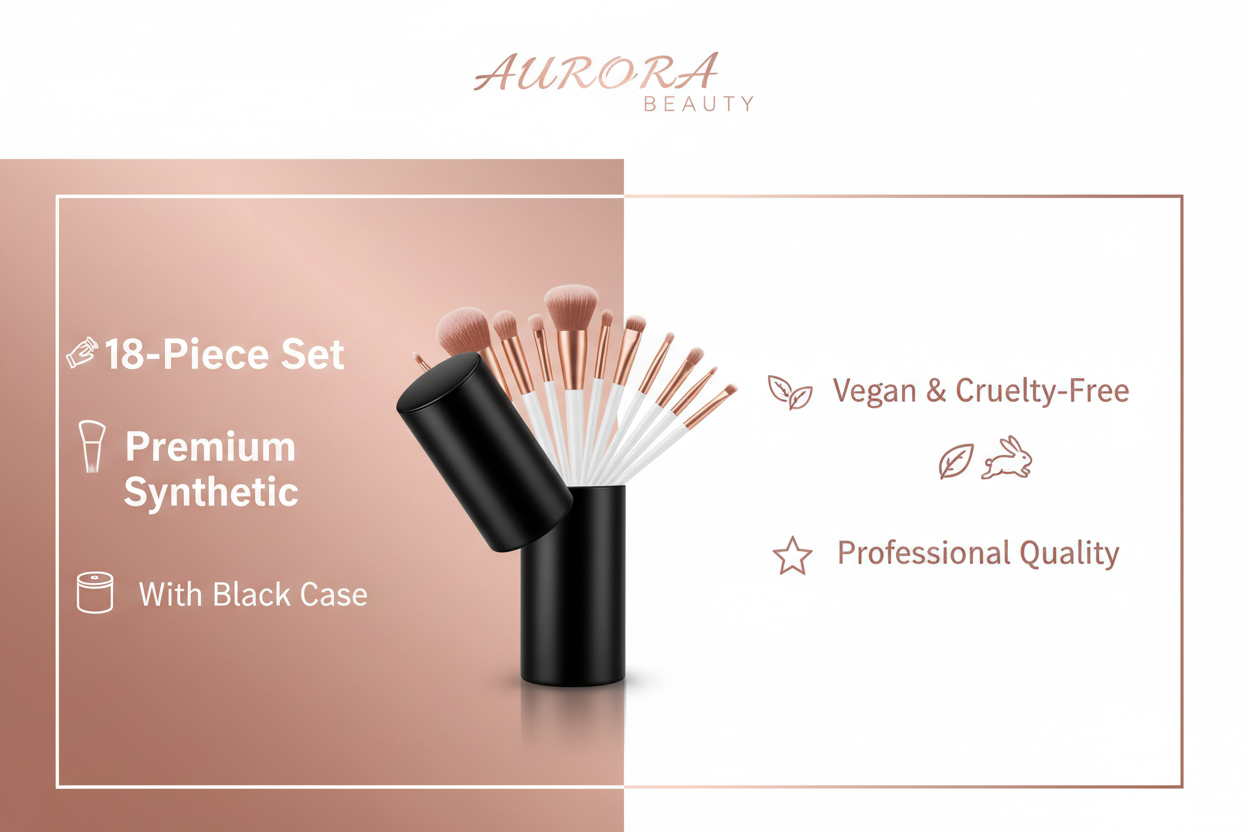 BS-MALL Makeup Brush Set 18 Pcs - Premium Synthetic with Black Case