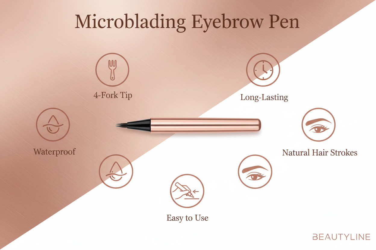 3D Waterproof Microblading Eyebrow Pen - 4 Fork Tip Light Brown
