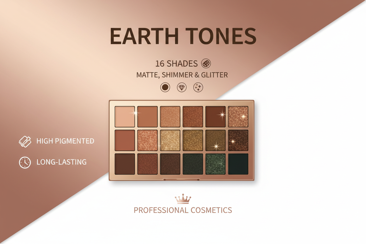 Sunset Blvd Eyeshadow Palette - 16 Colors Brown Nude Earth Tone Matte & Shimmer